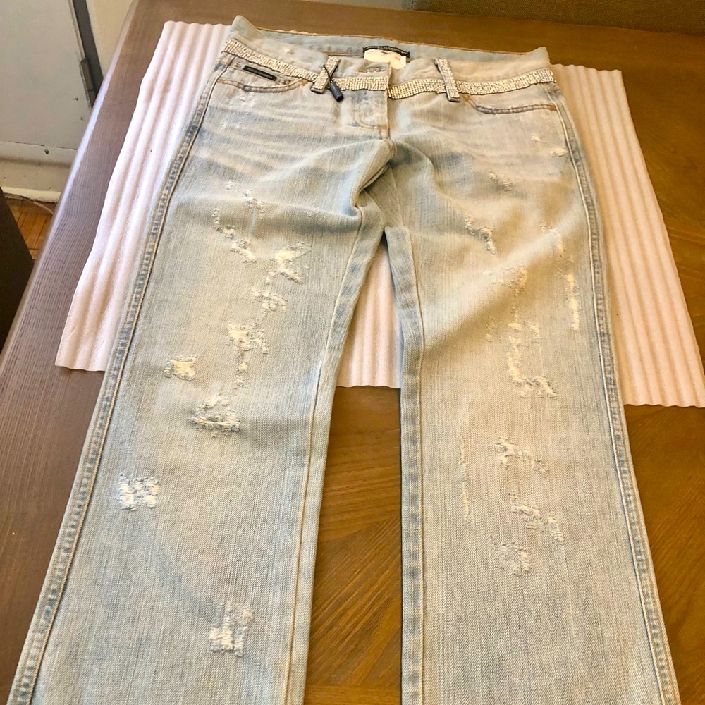DOLCE & GABBANA CRYSTAL JEANS $475 NEW 38